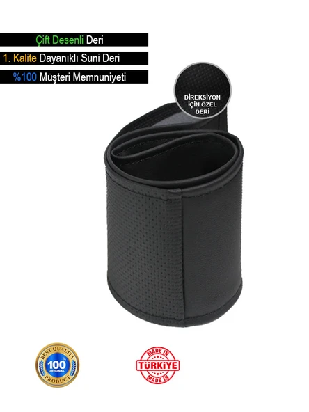 Bmw 4 Siyah Delikli Düz ÖZEL süper deri Direksiyon Kılıfı - Resim 2