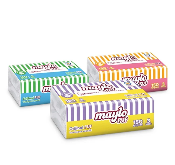 Maylo Puf Mendil 3 Katlı 150 Yaprak X 3 Adet ürün görseli 1
