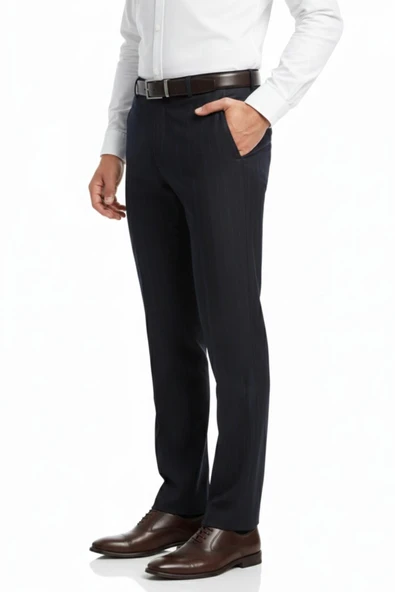 Erkek Regular Fit Çizgili  Kumaş Pantolon Likra Kumaş BGL-ST05037 - Resim 4