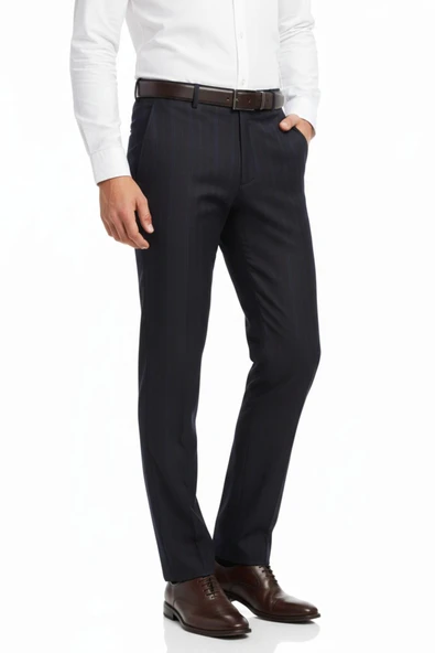 Erkek Regular Fit Çizgili  Kumaş Pantolon Likra Kumaş BGL-ST05037 - Resim 6