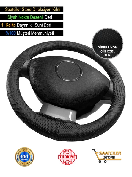 Toyota Yaris ÖZEL süper deri Direksiyon Kılıfı, Siyah Nokta desenli ÖZEL süper deri Model - Resim 3