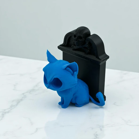 Gotik Kedi ve Mezar Taşı Figürü ürün görseli