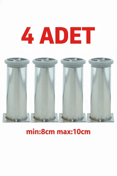 LUDIA Metal Ayarlanabilir 4 Adet Mobilya Ayağı Metal Tablalı 8cm ürün görseli