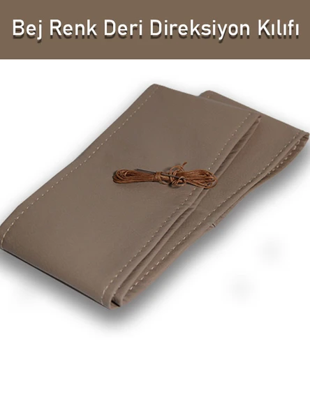 Bmw E46 ÖZEL süper deri Direksiyon Kılıfı, Dikmeli Bej Renk Spor Dikiş - Resim 2