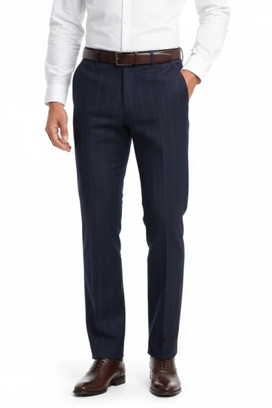 Erkek Regular Fit Çizgili  Kumaş Pantolon Likra Kumaş BGL-ST05037 - Resim 3