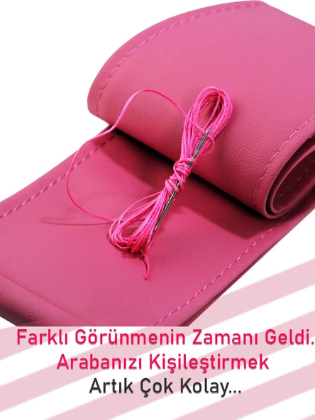 Tata İndica Pembe ÖZEL süper deri Dikişli Direksiyon Kılıfı - Resim 2