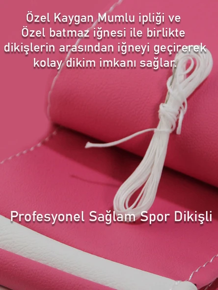Volvo XC90 Pembe ÖZEL süper deri Beyaz Yüzüklü Dikişli Direksiyon Kılıfı - Resim 3