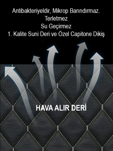 Daihatsu Terios 2li Koltuk Minderi Terletmez Deri Siyah Beyaz ürün görseli