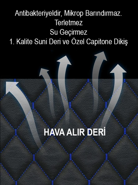 Geely CK 2li Koltuk Minderi Terletmez Deri SiyahMavi ürün görseli