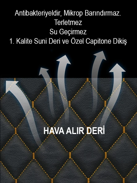 Kuga Kumaş 2li Deri Kaplama Koltuk Minderi Siyah Sarı ürün görseli