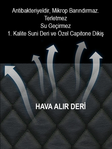 Mercedes C 2li Koltuk Minderi Terletmez Siyah Deri Siyah Dikiş ürün görseli