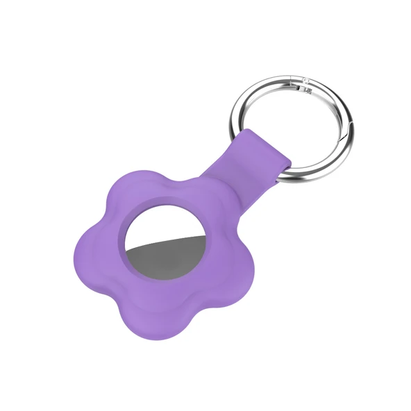 Çiçek Desenli Renkli Airtag Silikon Anahtarlık Kılıfı Kopçaklı - Resim 8