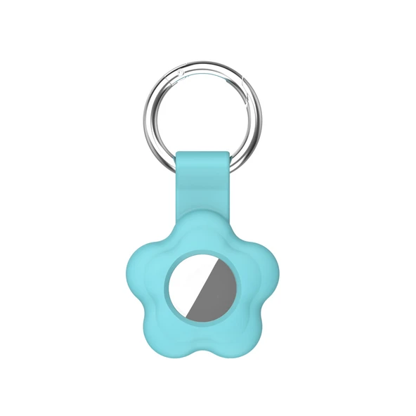 Çiçek Desenli Renkli Airtag Silikon Anahtarlık Kılıfı Kopçaklı - Resim 10