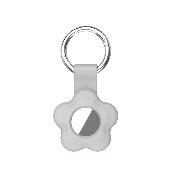 Çiçek Desenli Renkli Airtag Silikon Anahtarlık Kılıfı Kopçaklı - Resim 12