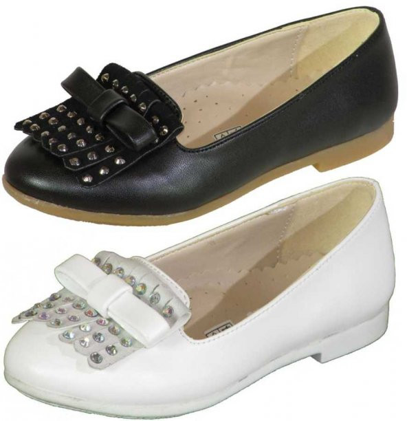 Vetta Ortopedi Beyaz Siyah Kız Çocuk Babet Ayakkabı (26-36)