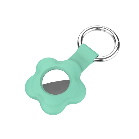 Çiçek Desenli Renkli Airtag Silikon Anahtarlık Kılıfı Kopçaklı - Resim 9