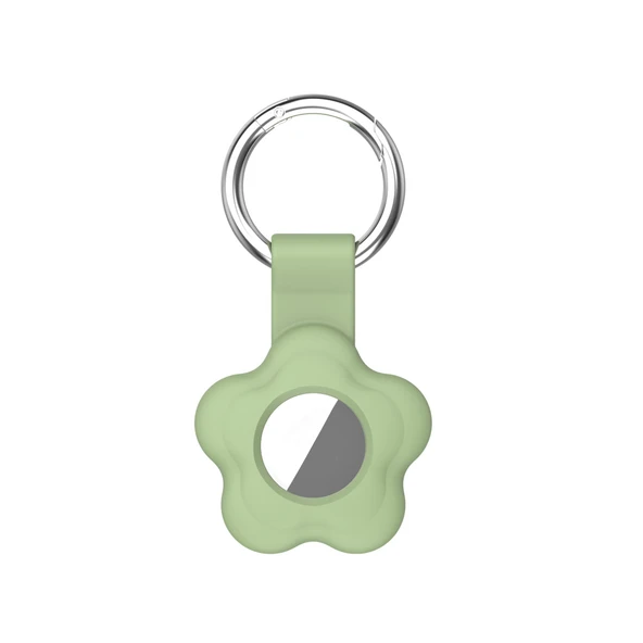 Çiçek Desenli Renkli Airtag Silikon Anahtarlık Kılıfı Kopçaklı - Resim 6