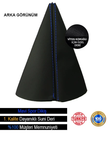 Renault Talısman Siyah Deri özel yeni Tasarım Mavi Spor Dikiş Vites Körüğü - Resim 2