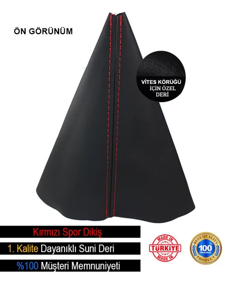 Citroen Berlingo Siyah Deri özel yeni Tasarım Kırmızı Spor Dikiş Vites Körüğü ürün görseli