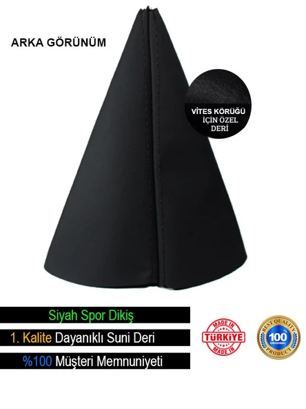 Fiat Albea Siyah Deri özel yeni Tasarım Siyah Spor Dikiş Vites Körüğü - Resim 2