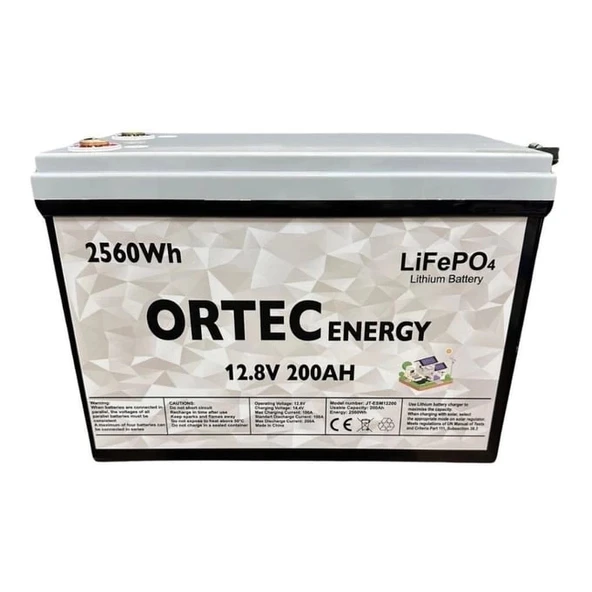 Ortec Solar 12.8 V 200 Ah LiFePO4 Plastik Kasa Batarya ürün görseli