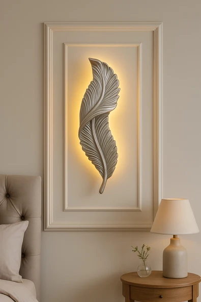 ASZEN Gümüş kuş tüyü aplik ebat (50*14) 9 wolt pil ile calışmaktadır ürün görseli 1