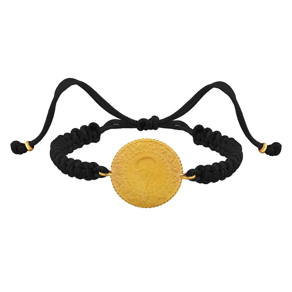 Gekas Kuyumculuk 22 Ayar Yeni  Altın Siyah Renkli Yarım İpli Bileklik - Resim 3