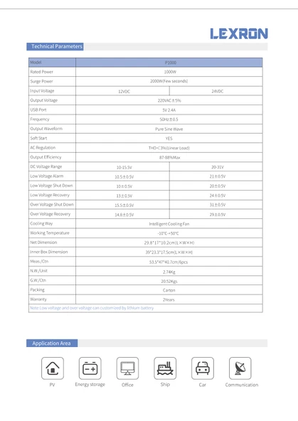 Lexron 1000W 24V Tam Sinüs Inverter - Resim 7