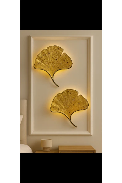 Tasarım Gold Mabet yaprağı pilli aplik Ebat(35×32) - Resim 3