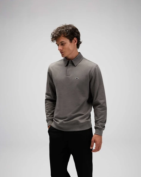 Ellesse EM607 Erkek Polo Yaka Antrasit Sweat - Resim 3