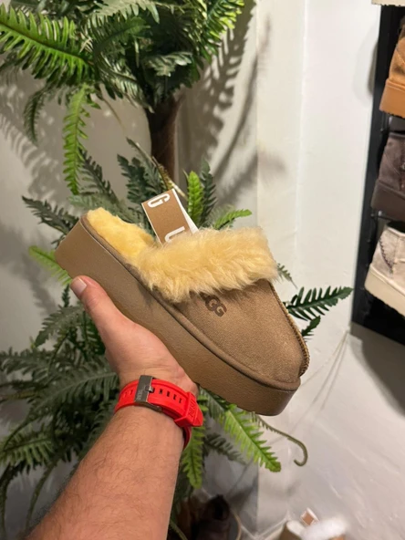 PLATFORM TABAN KÜRKLÜ KADIN TERLİK VİZON ürün görseli 1