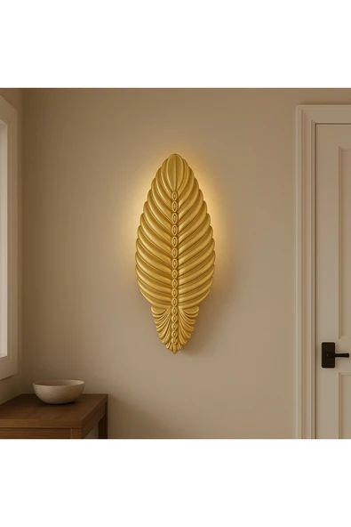 ASZEN Gold Dekoratif Kabartma LED Duvar Apliği 48x22 cm 9 wolt pilli - Resim 3