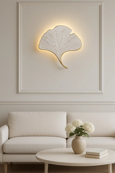 Tasarım Dekoratif Mabet yaprağı duvar aydınlatma aplik pilli ürün görseli 1