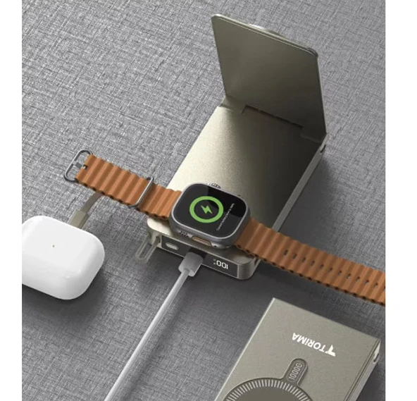 Torima TRM-1019 GOLD 10000 mAh Mag Safe Type-C + USB Kablolu-Kablosuz Taşınabilir 22,5 W Hızlı Şarj Dijital Göstergeli Powerbank ürün görseli 1