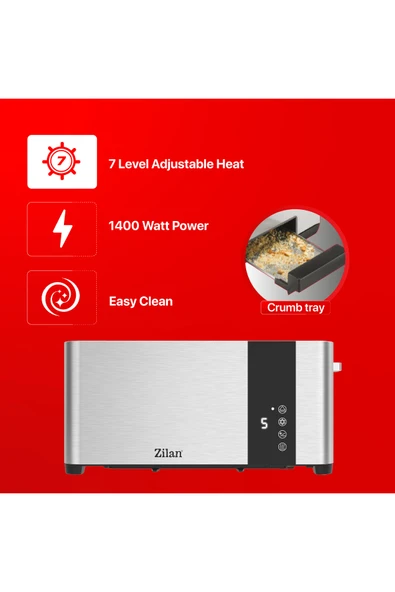 Zln6234 Dijital Ekmek Kızartma Makinesi | Yeniden Isıtma Ve Buz Çözme | 1400w - Resim 6