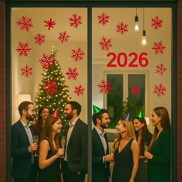 yılbaşı kartaneleri kırmızı ,yılbaşı stickerları,kartanesi sticker 60 adet - Resim 2