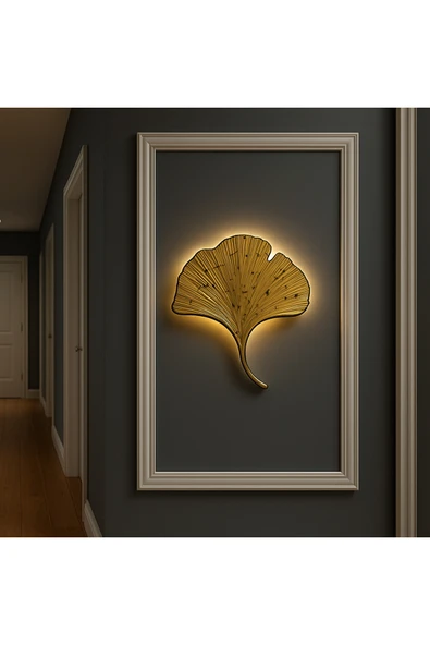 Tasarım Gold Mabet yaprağı pilli aplik Ebat(35×32) - Resim 2