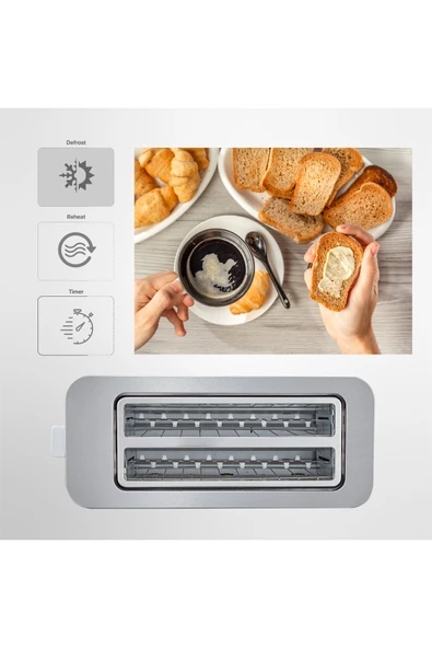 Zln6234 Dijital Ekmek Kızartma Makinesi | Yeniden Isıtma Ve Buz Çözme | 1400w - Resim 7