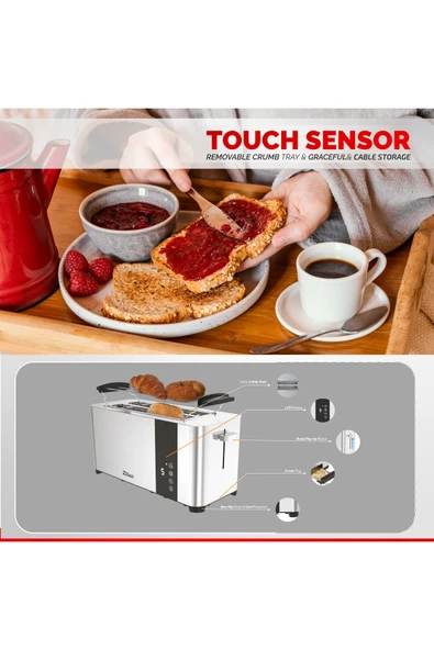 Zln6234 Dijital Ekmek Kızartma Makinesi | Yeniden Isıtma Ve Buz Çözme | 1400w - Resim 8