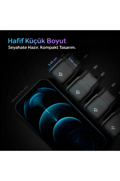 20W USB-C Mini Hızlı Şarj Aleti / Şarj Isısını Düşürür GaN Black Type-C - ACH02070 - Resim 6