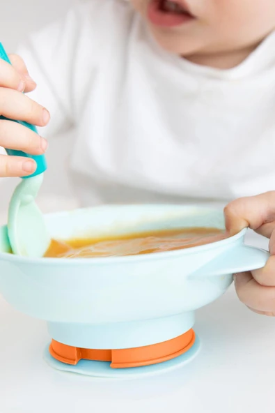 Wee Baby Süper Vakumlu Tabak ve Çelik Kaşık Çatal Seti Erkek - Resim 6