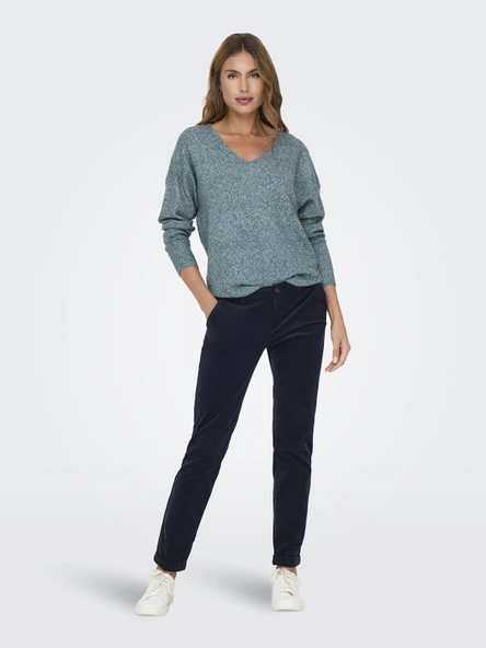 ONLY V Yaka Örme Bayan Kazak 15224360 - Resim 2