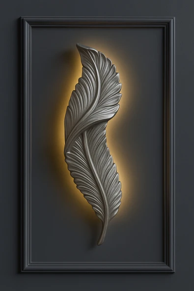 ASZEN Gümüş kuş tüyü aplik ebat (50*14) 9 wolt pil ile calışmaktadır - Resim 3