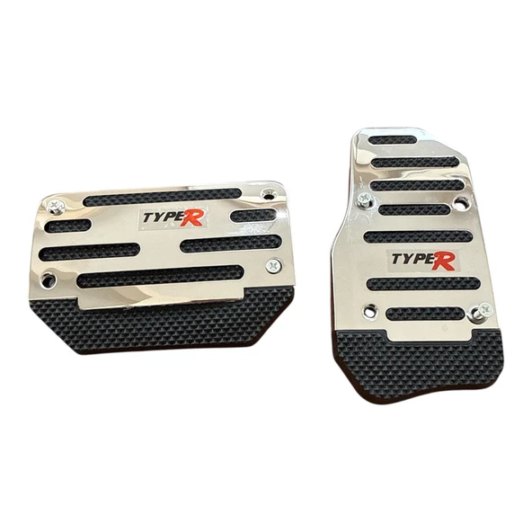 Universal Otomatik Metal Pedal Seti 2 Parça Krom Siyah ürün görseli
