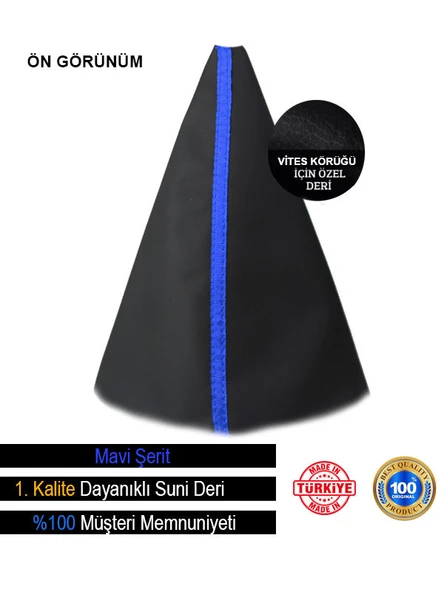 Suzuki Liana Siyah Deri özel yeni Tasarım Mavi Şerit Spor Dikiş Vites Körüğü ürün görseli 1