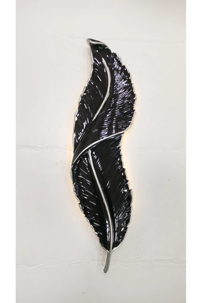 ASZEN Tüy duvar aydınlatma pilli aplik siyah gümüş damarlı ebat (62×18 - Resim 3