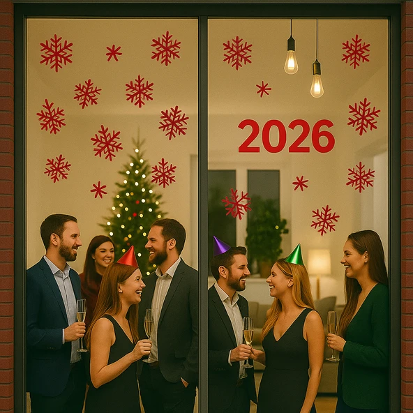 yılbaşı kartaneleri kırmızı ,yılbaşı stickerları,kartanesi sticker 60 adet - Resim 3