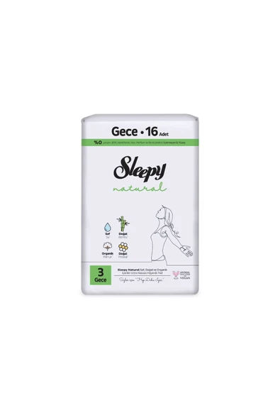 Sleepy Natural Kadın Pedi No: 3 Gece 16 lı ürün görseli 1