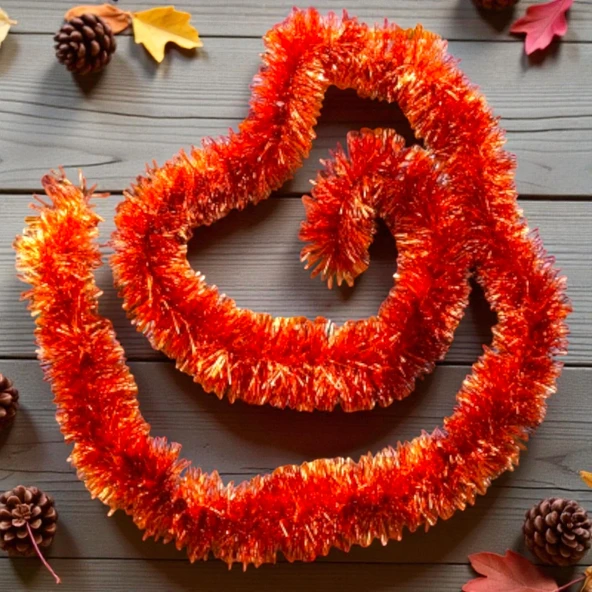 YILBAŞI BOYUN SİMİ TURUNCU 2 METRE YILBAŞI BOYUN SİMİ YUMUŞAK GARLAND YILBAŞI SÜSLEMELERİ ürün görseli