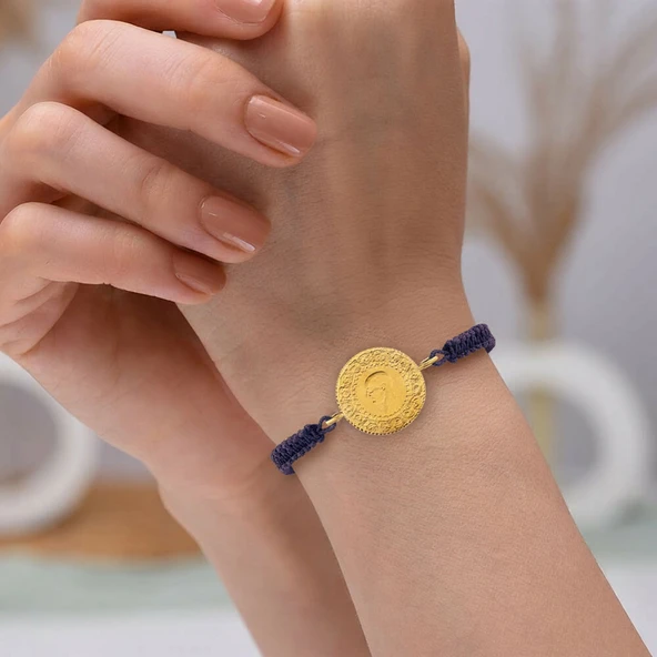 Gekas Kuyumculuk 22 Ayar Yeni Yarım Altın Mor Renkli İpli Bileklik ürün görseli 1